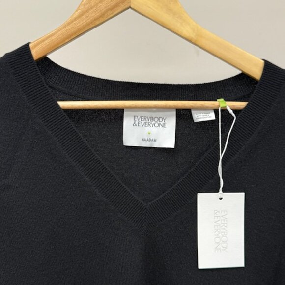 EVERYBODY & EVERYONE Cashmere/ Wool Blend V-Neck Sweater Size 6-8 Black - NWT - Picture 4 of 11